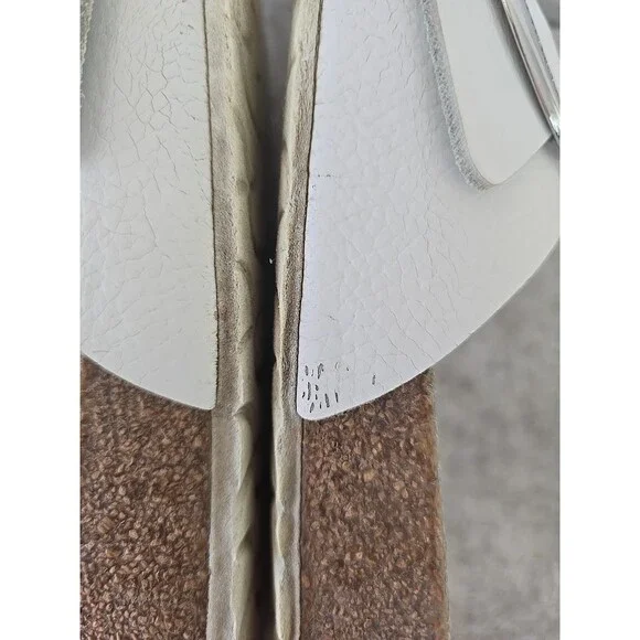 Birkenstock Madrid Big Buckle Slide Sandals Womens Size 10 White Leather Slip On - Picture 11 of 12